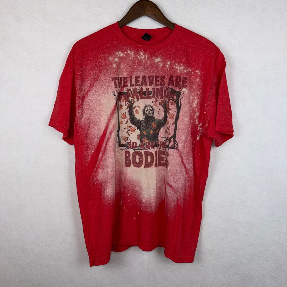 Michael Myers Halloween Shirt XL Red Bleached Graphic Horror Aesthetic Gildan